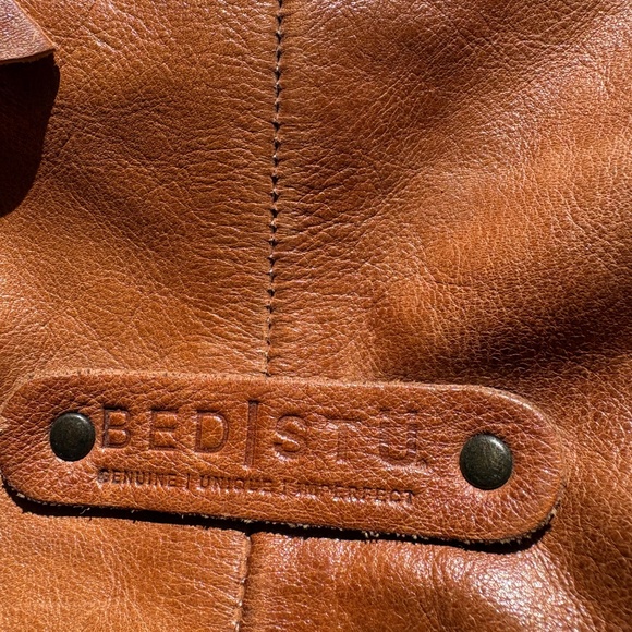 Leather Handbag, Bed Stu Rockaway Tote in Tan Rustic - Picture 10 of 13